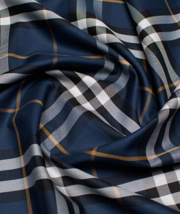 Soktas  Giza Cotton Checks Shirting Fabric (Elephant Blue)
