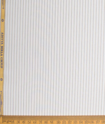 Soktas  Giza Cotton Striped Shirting Fabric (White & Grey)