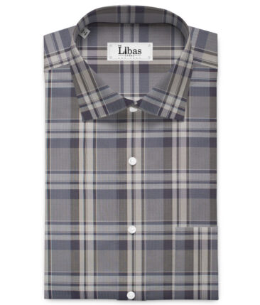 Soktas  Cotton Tencel Checks Shirting Fabric (Grey)