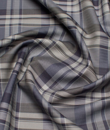 Soktas  Cotton Tencel Checks Shirting Fabric (Grey)