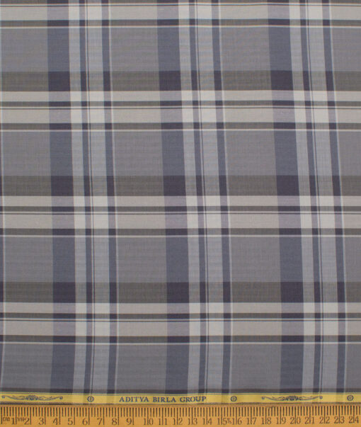Soktas  Cotton Tencel Checks Shirting Fabric (Grey)