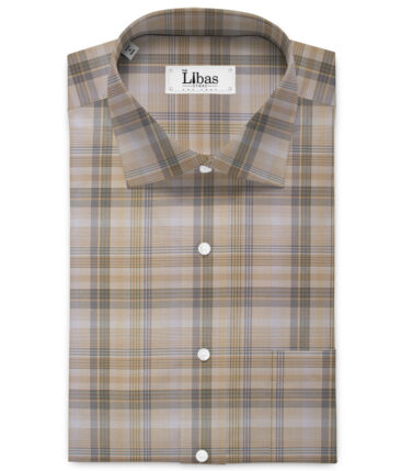 Soktas  Cotton Tencel Checks Shirting Fabric (Light Brown)