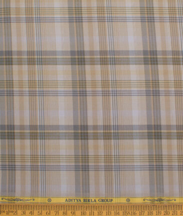 Soktas  Cotton Tencel Checks Shirting Fabric (Light Brown)