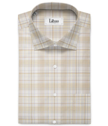 Soktas  Cotton Tencel Checks Shirting Fabric (White & Cream)