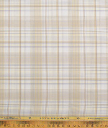 Soktas  Cotton Tencel Checks Shirting Fabric (White & Cream)