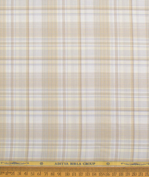Soktas  Cotton Tencel Checks Shirting Fabric (White & Cream)