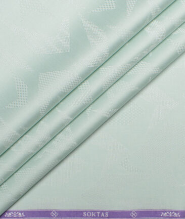 Soktas  Giza Cotton Self Design Shirting Fabric (Mint Green)