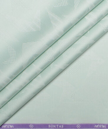 Soktas  Giza Cotton Self Design Shirting Fabric (Mint Green)