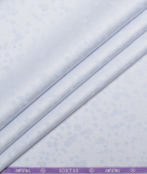 Soktas  Giza Cotton Self Design Shirting Fabric (Sky Blue)