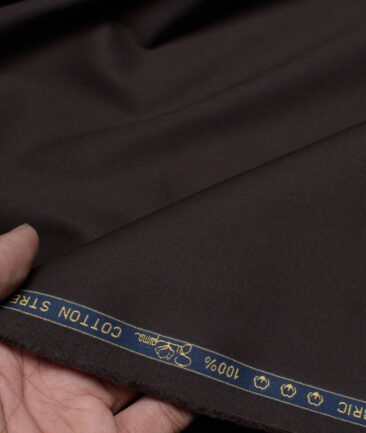 Vercelli Italy  Solids Supima Cotton Stretchable Suiting Fabric (Dark Brown)