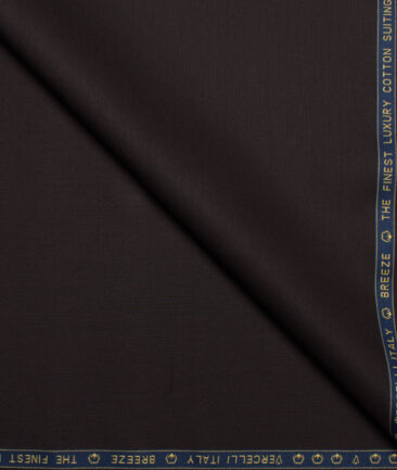 Vercelli Italy  Solids Supima Cotton Stretchable Suiting Fabric (Dark Brown)
