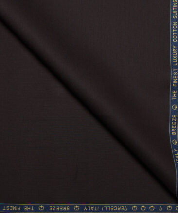 Vercelli Italy  Solids Supima Cotton Stretchable Suiting Fabric (Dark Brown)
