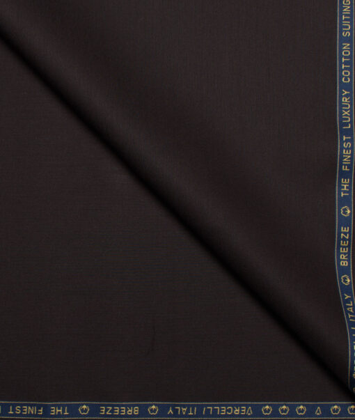 Vercelli Italy  Solids Supima Cotton Stretchable Suiting Fabric (Dark Brown)