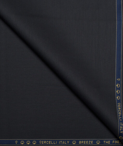 Vercelli Italy  Solids Supima Cotton Stretchable Suiting Fabric (Dark Grey)