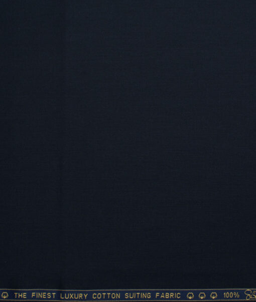 Vercelli Italy  Solids Supima Cotton Stretchable Suiting Fabric (Dark Blue)