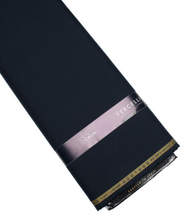 Vercelli Italy  Solids Supima Cotton Stretchable Suiting Fabric (Dark Blue)