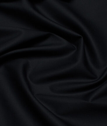 Vercelli Italy  Solids Supima Cotton Stretchable Suiting Fabric (Jet Black)