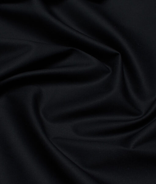 Vercelli Italy  Solids Supima Cotton Stretchable Suiting Fabric (Jet Black)