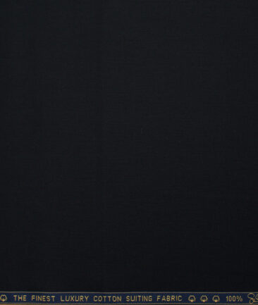 Vercelli Italy  Solids Supima Cotton Stretchable Suiting Fabric (Jet Black)