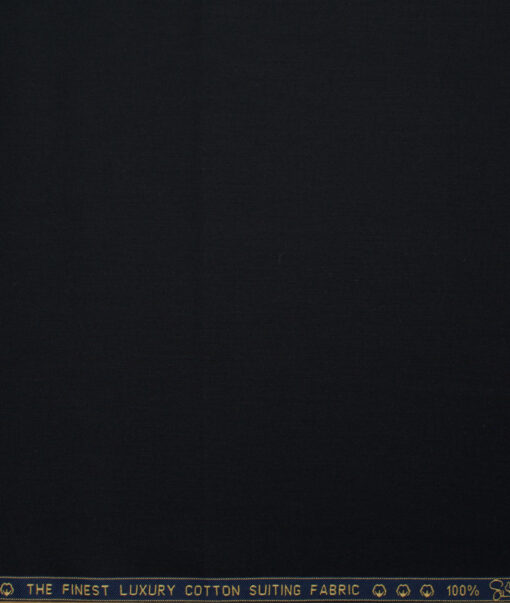 Vercelli Italy  Solids Supima Cotton Stretchable Suiting Fabric (Jet Black)