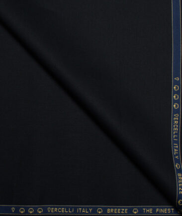 Vercelli Italy  Solids Supima Cotton Stretchable Suiting Fabric (Jet Black)