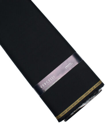Vercelli Italy  Solids Supima Cotton Stretchable Suiting Fabric (Jet Black)