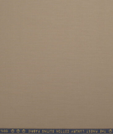 Vercelli Italy  Solids Supima Cotton Stretchable Suiting Fabric (Khakhi Brown)