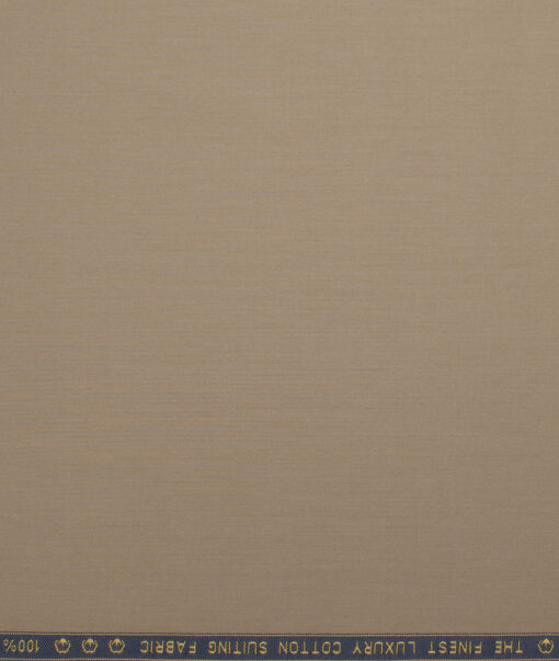 Vercelli Italy  Solids Supima Cotton Stretchable Suiting Fabric (Khakhi Brown)