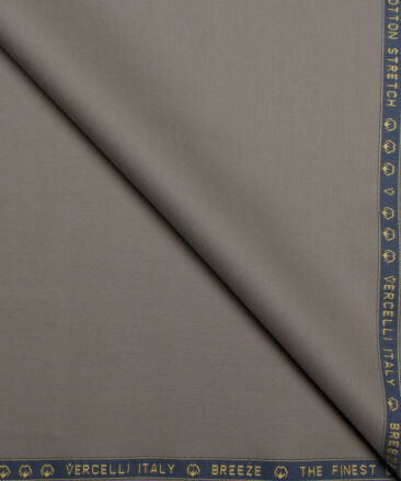 Vercelli Italy  Solids Supima Cotton Stretchable Suiting Fabric (Olive Haze Green)