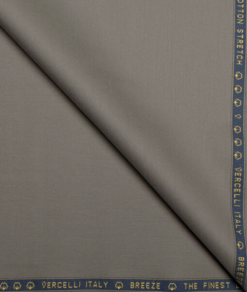 Vercelli Italy  Solids Supima Cotton Stretchable Suiting Fabric (Olive Haze Green)