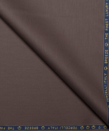 Vercelli Italy  Solids Supima Cotton Stretchable Suiting Fabric (Pine Cone Brown)