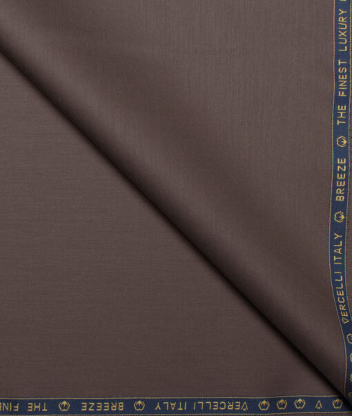 Vercelli Italy  Solids Supima Cotton Stretchable Suiting Fabric (Pine Cone Brown)