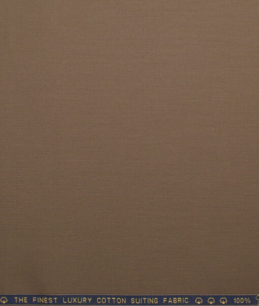 Vercelli Italy  Solids Supima Cotton Stretchable Suiting Fabric (Roman Coffee Brown)