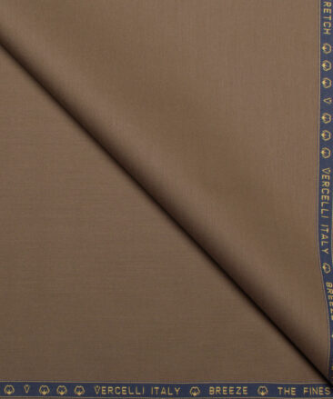 Vercelli Italy  Solids Supima Cotton Stretchable Suiting Fabric (Roman Coffee Brown)