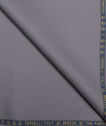 Vercelli Italy  Solids Supima Cotton Stretchable Suiting Fabric (Santa Grey)