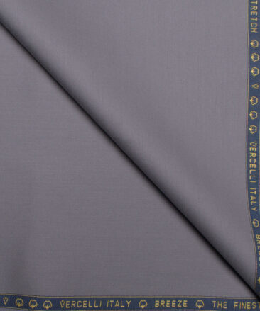 Vercelli Italy  Solids Supima Cotton Stretchable Suiting Fabric (Santa Grey)