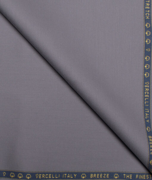 Vercelli Italy  Solids Supima Cotton Stretchable Suiting Fabric (Santa Grey)