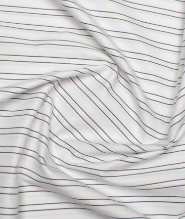 Cotton Fusion  Poly Cotton Striped Shirting Fabric (White & Black)
