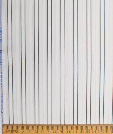 Cotton Fusion  Poly Cotton Striped Shirting Fabric (White & Black)