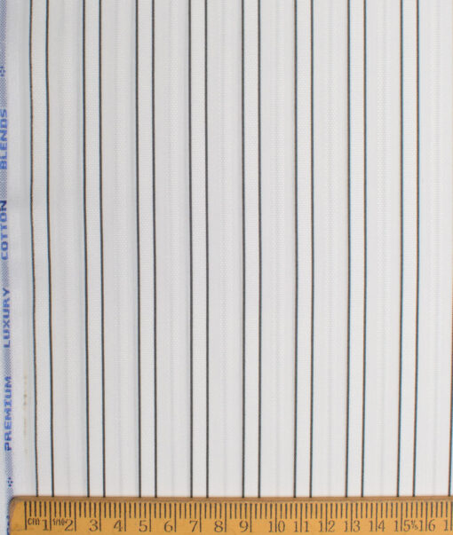 Cotton Fusion  Poly Cotton Striped Shirting Fabric (White & Black)