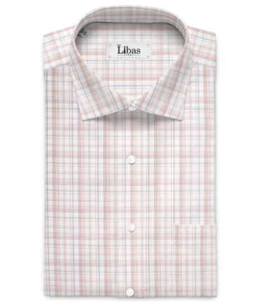 Cotton Fusion  Poly Cotton Checks Shirting Fabric (White & Onion Purple)
