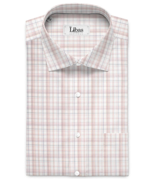 Cotton Fusion  Poly Cotton Checks Shirting Fabric (White & Onion Purple)