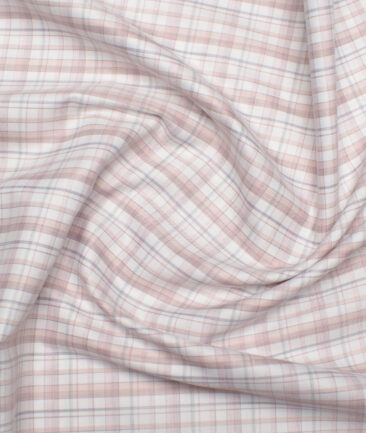 Cotton Fusion  Poly Cotton Checks Shirting Fabric (White & Onion Purple)
