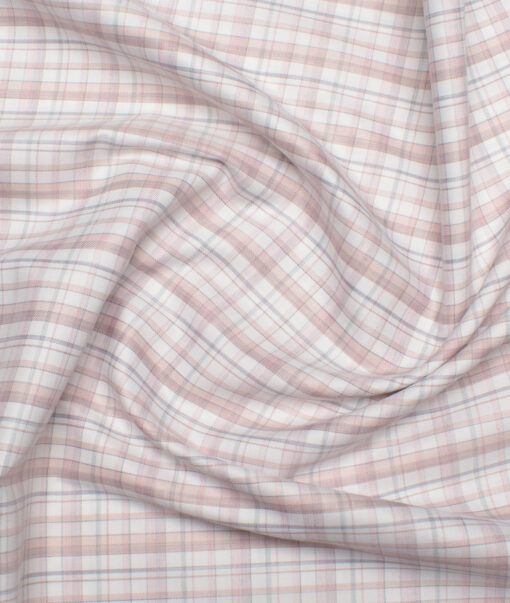 Cotton Fusion  Poly Cotton Checks Shirting Fabric (White & Onion Purple)