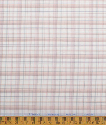 Cotton Fusion  Poly Cotton Checks Shirting Fabric (White & Onion Purple)