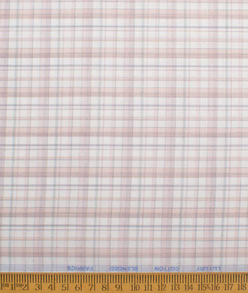 Cotton Fusion  Poly Cotton Checks Shirting Fabric (White & Onion Purple)