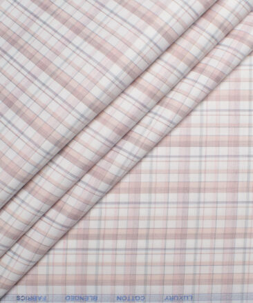 Cotton Fusion  Poly Cotton Checks Shirting Fabric (White & Onion Purple)