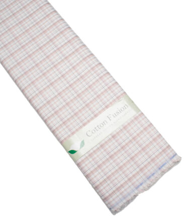 Cotton Fusion  Poly Cotton Checks Shirting Fabric (White & Onion Purple)