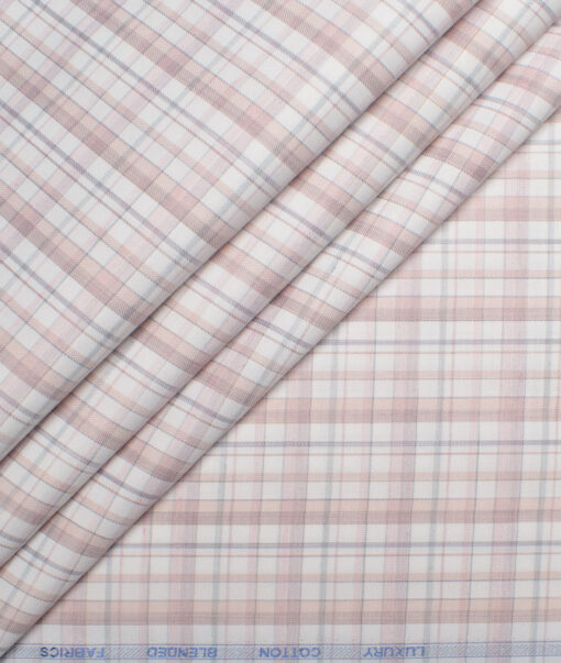Cotton Fusion  Poly Cotton Checks Shirting Fabric (White & Onion Purple)