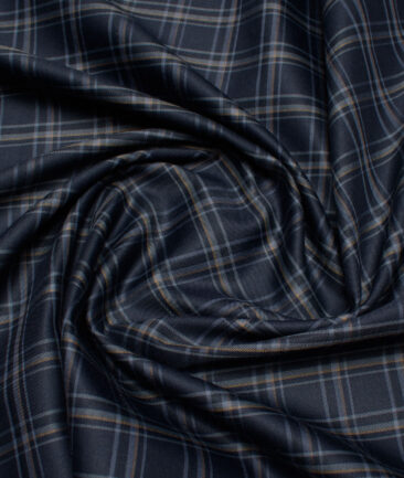 Cotton Fusion  Poly Cotton Checks Shirting Fabric (Dark Navy Blue)